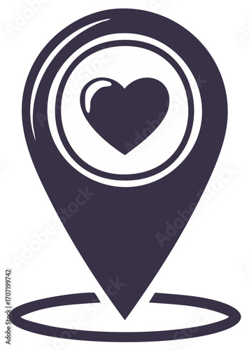 Love location sign vector icon with heart symbol inside map pin