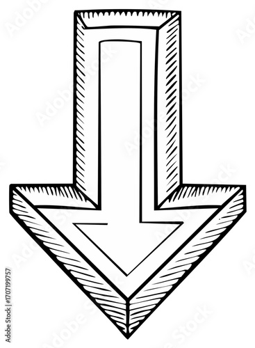 Hand-drawn Downward Arrow Illustration Direction Pointing Symbol Concept