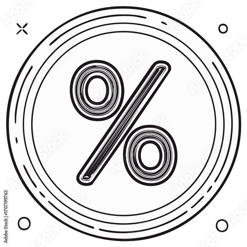 Hand Drawn Percentage Symbol in Circle Representing Discount Sale Offer Savings Promotion