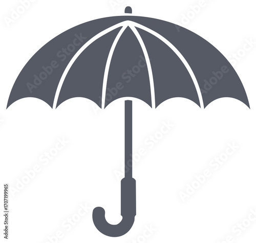 Umbrella Illustration. Grey parasol design. Rain protection