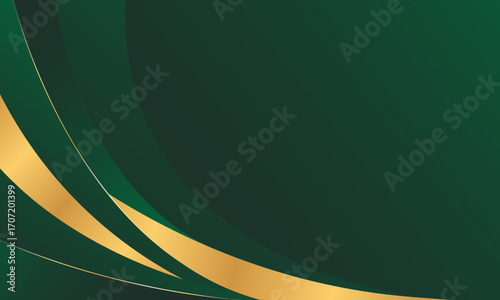 Abstract emerald green luxury curved background with gold lines. Elegant modern wallpapers. Suitable for templates, banners, cards, sales, ads, events, awards, web and pages