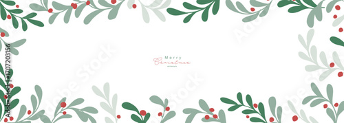 クリスマスリースのイラスト。12月のクリスマス素材。ヒイラギの冬クリスマスフレーム背景。Illustration of a Christmas wreath. December Christmas materials. Holly winter Christmas frame background.