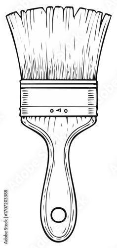 Black and White Paint Brush Line Art Illustration for Painting Decorating Crafts