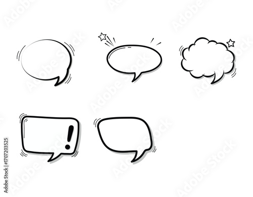 Set of hand drawn speech bubbles for communication