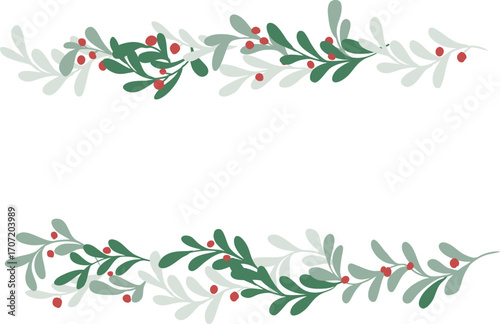 クリスマスリースのイラスト。12月のクリスマス素材。ヒイラギの冬クリスマスフレーム背景。Illustration of a Christmas wreath. December Christmas materials. Holly winter Christmas frame background.