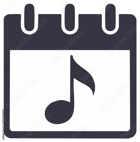 Calendar icon with musical note symbol for music events or scheduling