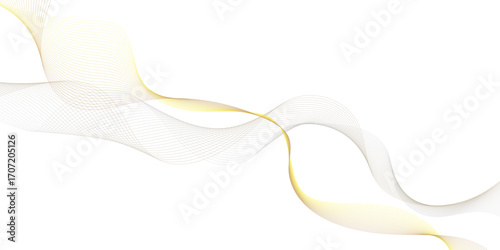 Abstract flowing wave lines in gradient colors of soft blue and golden yellow on a white background,
smooth curves creating a sense of motion and harmony, minimalistic modern design,
elegant and airy,