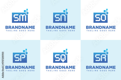 Letters SM SN SO SP SQ SR Data Tech Logo, symbolizing data, innovation, and digital solutions