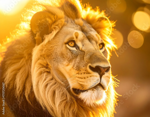 Isolated lion head, close up