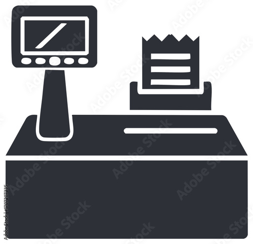 Checkout Terminal with Receipt Icon Represents Retail Transaction or Business Accounting Process