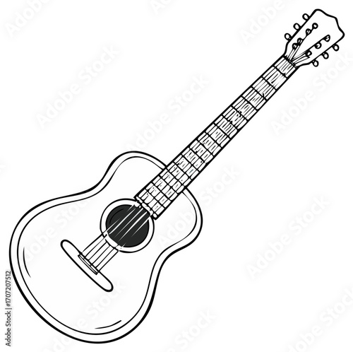Acoustic Guitar Illustration Classic Musical Instrument Icon Line Art Style Isolated Graphic Representation