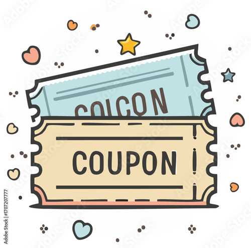 Illustration of coupon tickets with decorative elements