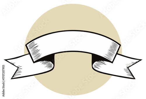 Vintage Banner with Circle Emblem Graphic, Engraved Style Ribbon for Text