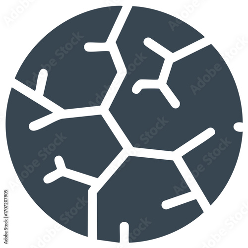Abstract graphic portraying fractured earth or a dried planet with cracks in a stylized simple form