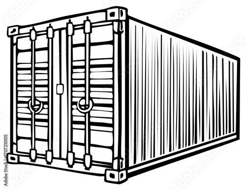 Illustration of Intermodal Shipping Container Transportation Freight Storage Export Import Distribution Logistics Supply Chain