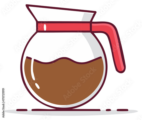 Illustration of a Coffee Pot with Brown Liquid Inside Representing Fresh Brewed Coffee for Morning Consumption