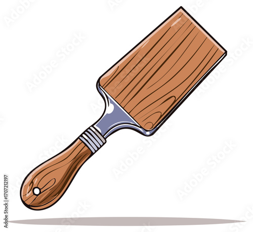 Hand-drawn illustration of a wooden spatula or kitchen utensil