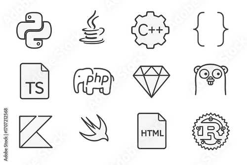 Icon file icons face java kotlin javascript elephant programming brackets go language