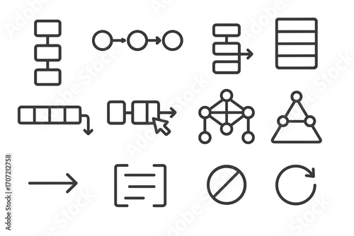 Icons vector structures lifo linked table icon data fifo null pointer network
