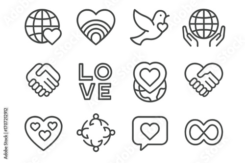 Icon icons vector dove love unity rainbow universal borders handshake diversity heart