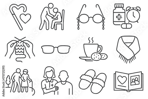 Helping icon icons vector elderly shawl care nurse warm photo medicine tea