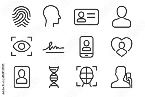 Vector grid dna icon fingerprint id selfie face silhouette identity profile signature