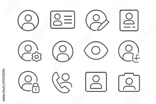 Public user vector account box icon profile icons info form gear