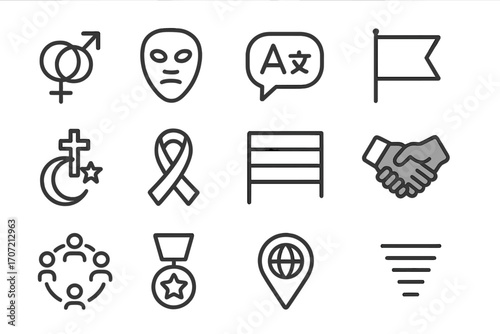 Hand identity vector ethnicity language icon diversity grid social flag belief icons