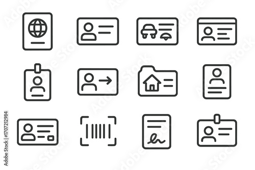 Vector id employee proof icon card document file form icons identity name