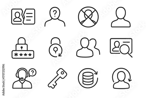 Icons person face identity forgot lost icon restore recovery search desk id