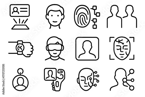 Grid holographic biometric future blockchain identity icon nanotech vector cyber tech mask