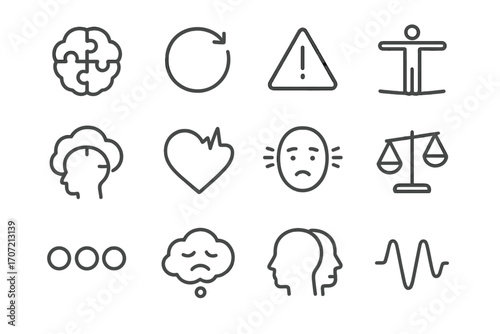 Icon wave puzzle mental face disorder icons brain anxiety vector fog swing