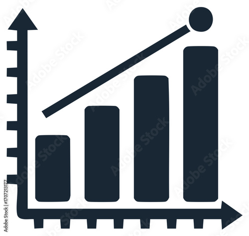 Stock market or financial graph showing increase, growth chart bar graphic