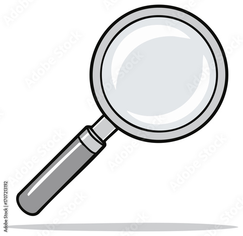 Cartoon magnifying glass illustration, object for study, research and looking for answers