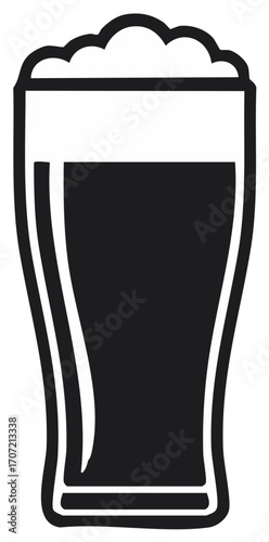 Stylized Beer Glass with Foam Illustration Graphic Element for Bars and Restaurants
