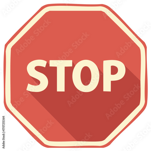 Stylized Stop Sign with Red and Yellow Colors and Unique Design