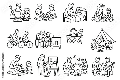 Icon movie music board icons camping jam vector games together story activity
