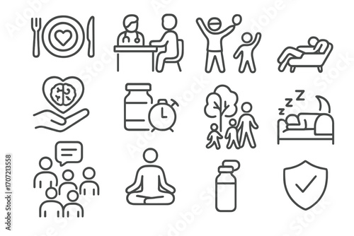 Together icon icons meal vector wellbeing mindfulness medication support mental time family