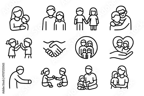 Moment relationship vector storytelling sharing icons icon hand circle family hug father