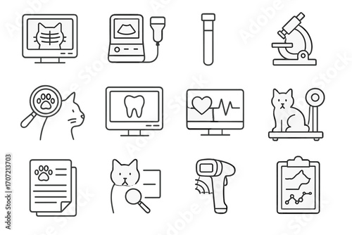 Dental scanner lab icons weight monitor icon tube vector blood microscope diagnostic