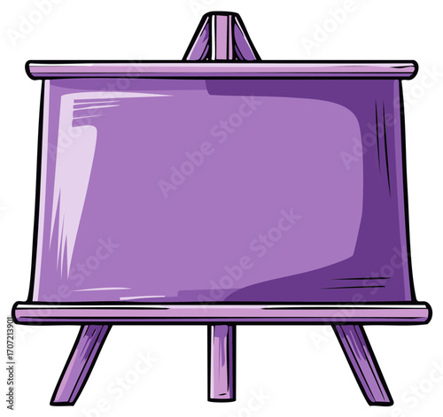 Purple Easel Illustration, Blank Presentation Board, Cartoon Art Design