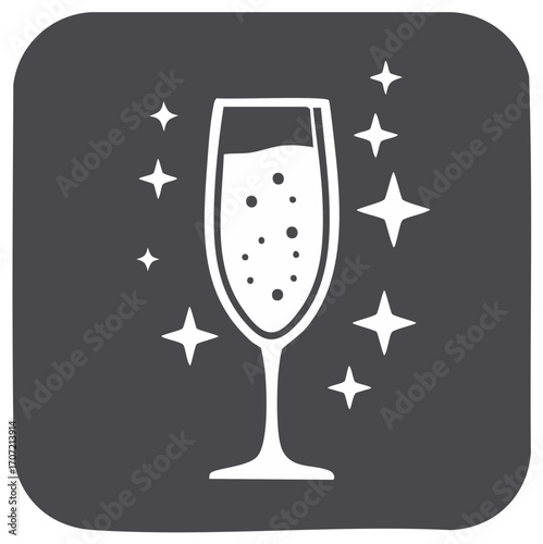 Celebration Toast Champagne Glass Graphic Sparkling Wine Joyful Holiday Icon