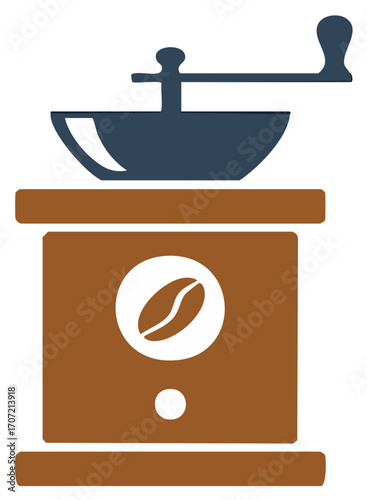 Retro Coffee Grinder Manual Bean Mill Illustration, Home Brewing Equipment, Coffee Preparation
