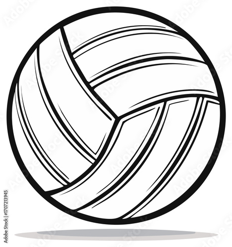 Monochrome Volleyball Ball Outline Sport Recreation Equipment Vector Illustration
