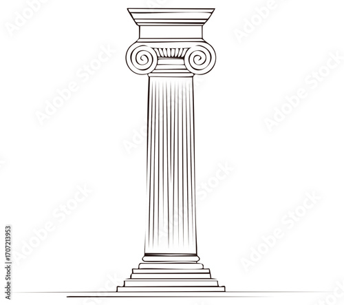 Ionic Column Drawing Architectural Element Greek Column Design