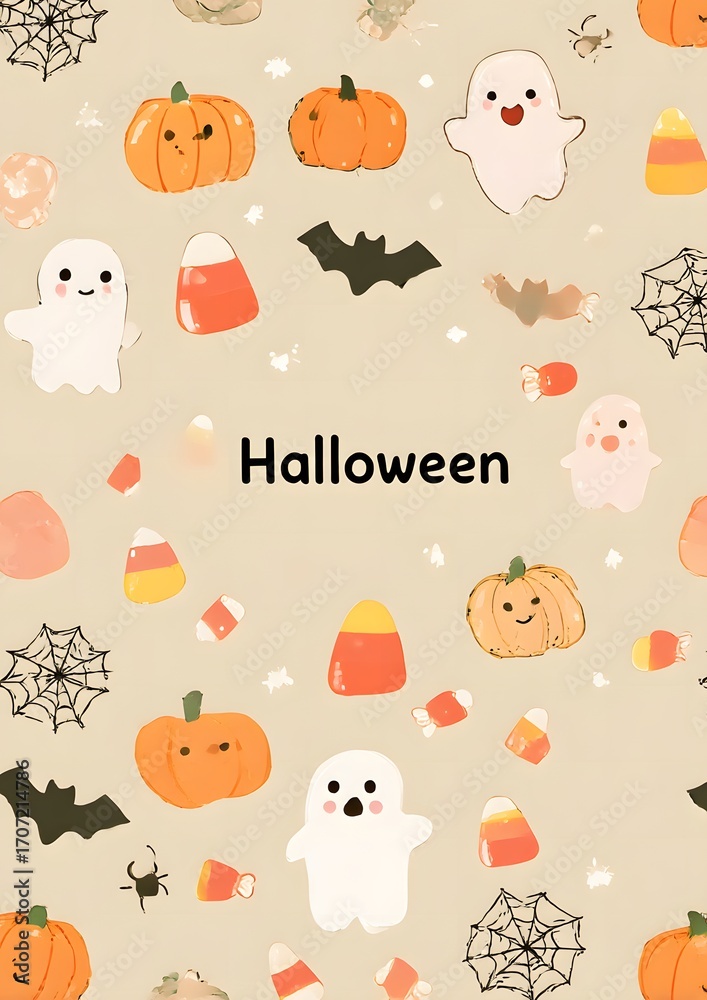 Fototapeta premium Halloween Celebration Concept with Festive Characters and Spooky Greetings