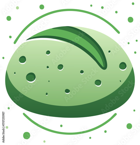 Abstract representation of green bread. Green tones, a fresh and cartoonish graphic composition. Illustration with digital art.