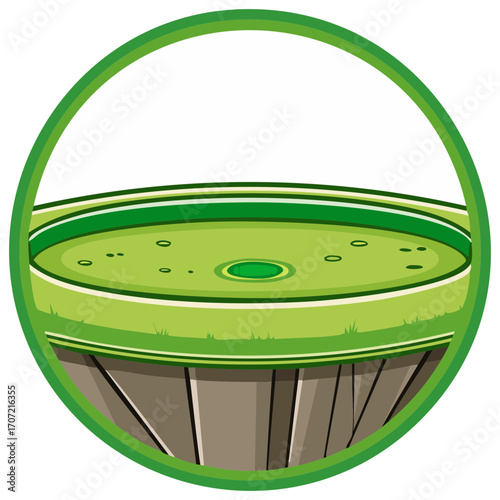 Vibrant Green Circular Sports Stadium Field Vector Illustration