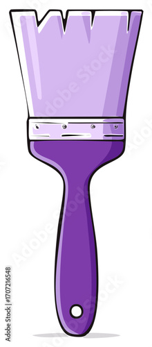 A simple purple paintbrush with lavender bristles and a black outline