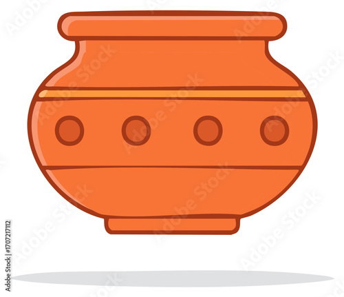Indian traditional terracotta clay pot matka flat vector illustration icon design